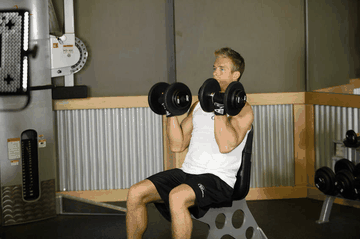 Arnold Dumbbell Press exercise demonstration targeting Shoulders