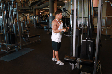 Band Pushdown exercise demonstration targeting Triceps