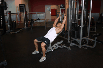 Cable Incline Pushdown exercise demonstration targeting Lats