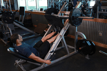 Calf Press on Leg Press exercise demonstration targeting Calves