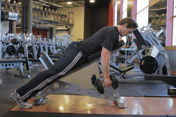 Chest-Supported Dumbbell Row exercise demonstration targeting Middle Back