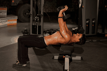 Close-Grip Dumbbell Press exercise demonstration targeting Triceps