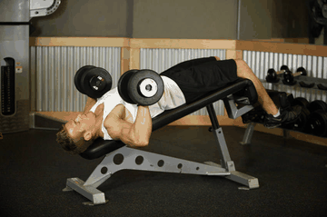Decline Dumbbell Bench Press exercise demonstration targeting Chest