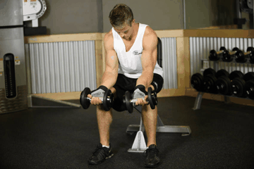 Dumbbell Wrist Curl exercise demonstration targeting Forearms