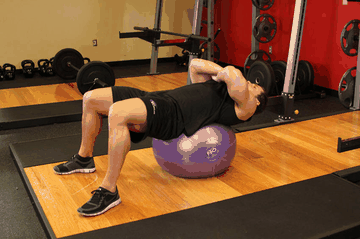 Exercise Ball Crunch exercise demonstration targeting Abdominals