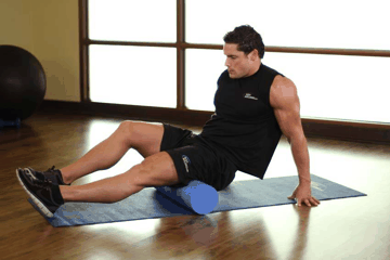 Foam Roll Hamstrings exercise demonstration targeting Hamstrings