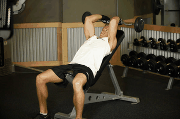 Incline Barbell Triceps Extension exercise demonstration targeting Triceps