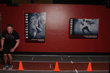 Lateral Cone Hops exercise demonstration targeting Adductors