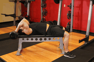 Lying Close-Grip Barbell Triceps Extension Behind The Head exercise demonstration targeting Triceps