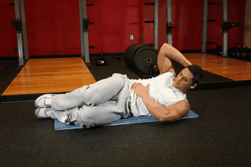 Oblique Crunches - On The Floor exercise demonstration targeting Abdominals