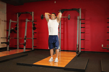 Overhead EZ-Bar Extension exercise demonstration targeting Triceps