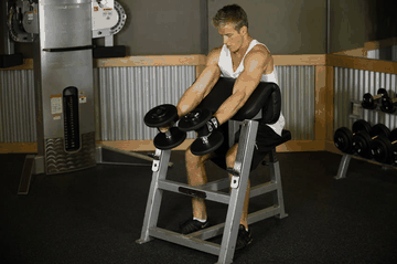 Preacher Hammer Dumbbell Curl exercise demonstration targeting Biceps