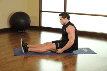 Seated Calf Stretch exercise demonstration targeting Calves