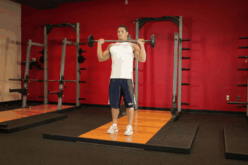 Standing Military Press exercise demonstration targeting Shoulders