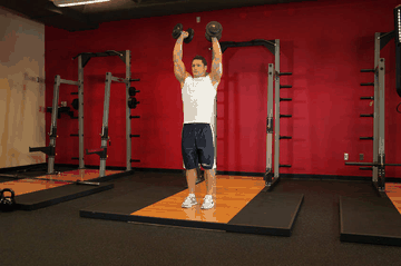 Standing Palms-In Dumbbell Press exercise demonstration targeting Shoulders