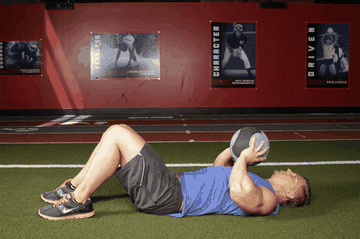 Supine Chest Throw exercise demonstration targeting Triceps